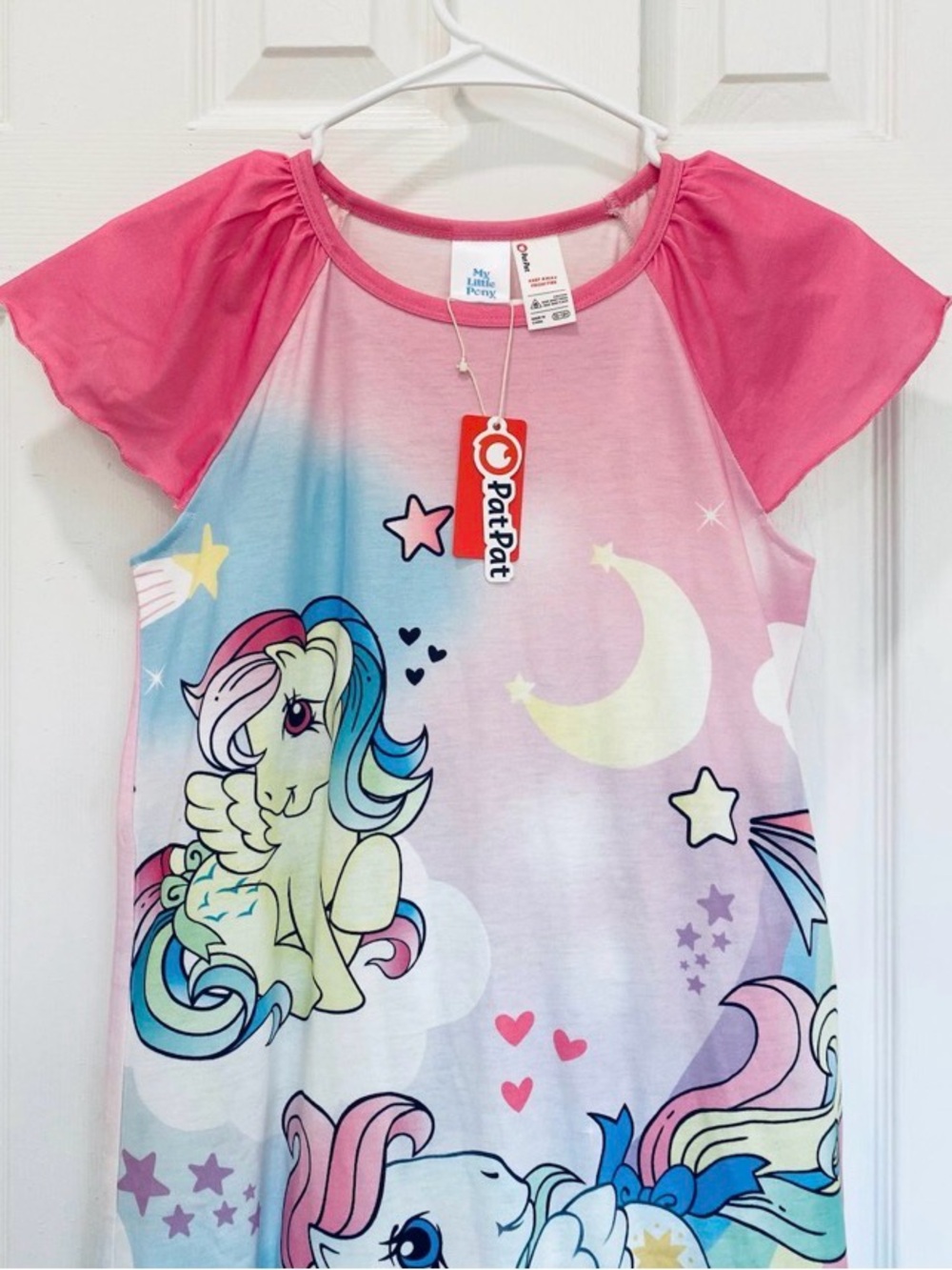 Little Pony Girl 1pc Character Rainbow Pattern Ruffled Sleeves Pajama Dress - Picture 2 of 10